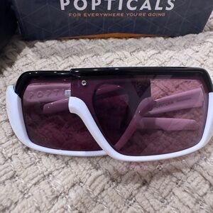 White and Black frame Purple Mirror Foldable popticals sunglasses